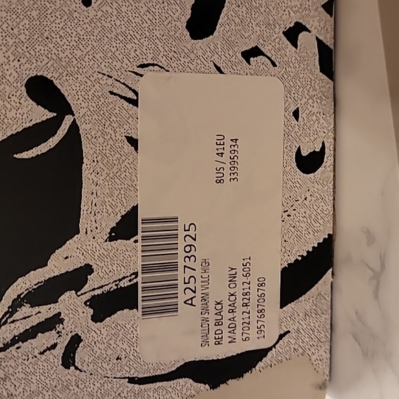 🔥🔥MCQ BY ALEXANDER MCQUEEN SWALLOW SWARM HIGHTOP SNEAKERS MEN'S SZ 8 RED/BLACK - Picture 10 of 11